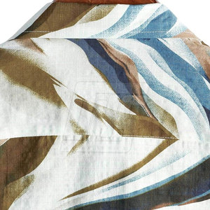 Camisa hawaiana elegante para hombre con estampado de hojas tropicales, manga corta, cierre informal, para vacaciones en la playa, viajes y fiestas - Product Image 4