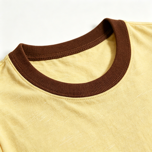 T-shirt Ringer pour Homme 100% Coton Biologique Texturé avec Bordure Contrastante Manches Courtes Respirant Rétro Vintage Décontracté - Product Image 2
