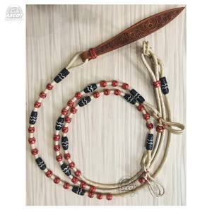 Riendas de equitación al por mayor en cuero de Cuero Crudo Occidental Romal Rein accesorios trenzados a mano - Product Image 6