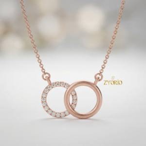 Elegante Collar con Colgante de Doble Círculo Entrelazado Minimalista de Lujo para Mujer, Joyería de Plata de Ley con Diamantes para Fiesta de Compromiso - Product Image 2