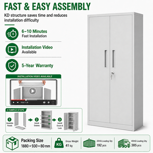 Armadio Archivio in Metallo Nero Resistente <span class=keywords><strong>con</strong></span> Ripiano Regolabile per Organizzazione di Garage e Ufficio - Product Image 5