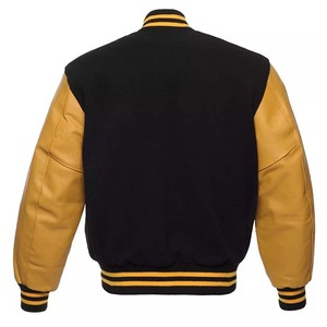 เสื้อแจ็คเก็ตสำหรับผู้ชาย แจ็คเก็ตแขนหนังแท้ เสื้อแจ็คเก็ต Letterman สำหรับผู้ชาย เสื้อกันลมแบบมหาวิทยาลัย เสื้อแจ็คเก็ตบาสเก็ตบอล เสื้อแจ็คเก็ต Varsity Bomber - Product Image 2