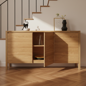 Commode convertible Sienna en bois de teck massif, design minimaliste et écologique, pour salon de style farmhouse - Product Image 2