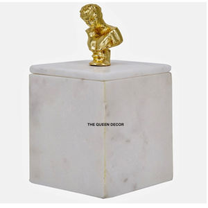 Recipiente Decorativo para Almacenamiento de Cocina, Recipiente de Mármol Blanco al por Mayor con Tapa Dorada de Metal para Azúcar, Té, Café y Especias - Product Image 1