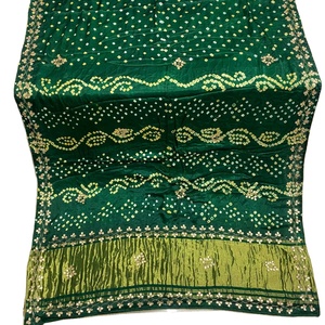 Belle nouvelle Pure Gaji soie Saree main Bandhej Lagdi Patta Zariweaving Pallu Original main Gottapatti travail tenue de soirée - Product Image 1