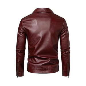 เสื้อแจ็คเก็ตหนัง PU สีดำสำหรับผู้ชาย มีฮู้ด สไตล์นักขี่มอเตอร์ไซค์ ปิดด้วยซิป ทรงเข้ารูป เหมาะสำหรับใส่ในฤดูใบไม้ร่วง - Product Image 4