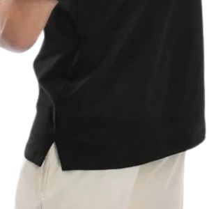 Camiseta Negra de Cuello Redondo para Hombre, Manga Corta, Corte Holgado, Ropa Deportiva Informal, Ligera, Transpirable, Mezcla de Algodón, Camisetas Básicas para Uso Diario - Product Image 3