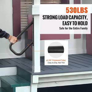 Corrimano per esterni nero opaco da 1,3 pollici per gradini, ringhiere di sicurezza lunghe 18,9 pollici per 1-2 gradini, dispositivi di assistenza - Product Image 3