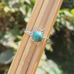 Anillo de Plata de Ley 925 hecho a mano, banda de cuentas de piedra NATAL DE DICIEMBRE turquesa Natural Original, regalo de aniversario, anillos finos simples - Product Image 4