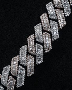 Collar de Lujo Unisex con Diamantes de Moissanita Chapado en Rodio, Corte Baguette, Cadena Cubana con Engaste de Canal, para Boda - Product Image 6