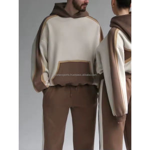 Venta al por mayor de encargo de alta calidad de peso pesado de algodón de los hombres de Streetwear de gran tamaño de lujo Sudadera con capucha de bloque de color de contraste Sudadera con capucha - Product Image 6