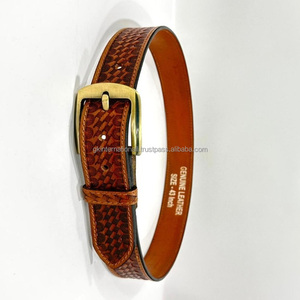 Ceinture en cuir véritable western pour homme avec boucle en laiton massif, boucle métallique, qualité supérieure, style western, ceinture de cowboy - Product Image 1