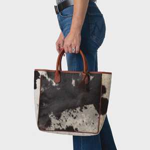 Sac fourre-tout tendance en cuir véritable style western avec broderie couleur unie pour femme, sac à bandoulière de mode LHTB-0102 - Product Image 5