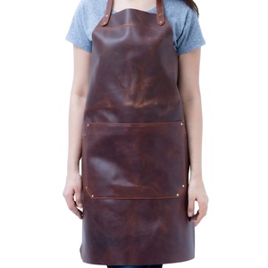 Delantal de piel auténtica para hombre al mejor precio y bajo con logotipo personalizado/Delantales de piel de cocina de chef personalizados superventas a la venta - Product Image 2
