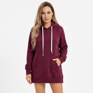 Sweat-shirt à capuche extra long pour femme, logo personnalisé, coupe ample en molleton, style streetwear urbain, fabricant et fournisseur en gros - Product Image 6