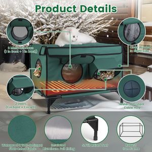 Cuccia per Gatti da Esterno Impermeabile Riscaldata con Isolamento Resistente alle Intemperie e Tappetino Riscaldante Anti-Morso per Gatti Randagi - Product Image 6