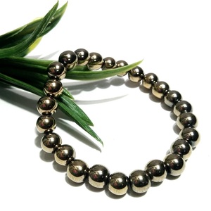 Chakralume Natural Golden Pyrite <b>Beaded</b> <b>Bracelet</b> for Healing Reiki Energy Jewelry Gift 8mm - Product Image 3