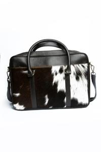 Pocket Custom Solid Plain Dyed Casual Leather Hair on <b>Laptop</b> Bag Cowhide Modern sustainable Hair on <b>Laptop</b> Briefcase Portable - Product Image 3