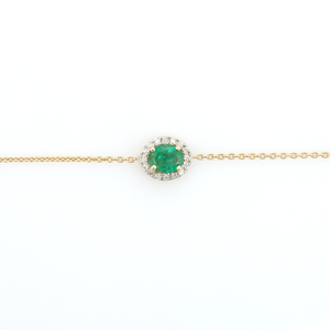 Productos Más Vendidos, Pulsera Halo con una Sola Piedra de Esmeralda y Diamante, Ligera y Delicada, Joyería de Oro Amarillo Real de 14K - Product Image 3