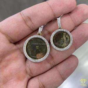 Luxury Custom Photo Circle Pendant <b>Necklace</b> Lab Grown Diamond Streetwear Fashion Jewelry Piece - Product Image 6