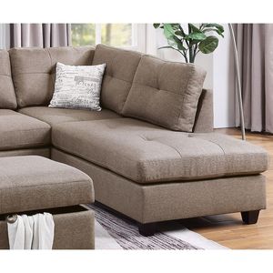 Divano Sezionale Contemporaneo a 3 Posti in Tessuto Mocha Dorris con Chaise Longue Reversibile e Cuscini per Soggiorno - Product Image 3