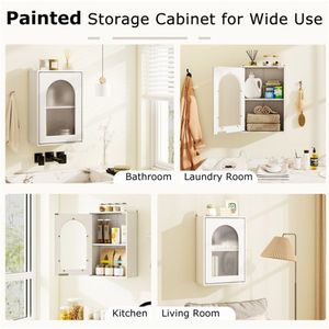 Mobile Bagno Sospeso con Design Ondulato, Anta in Vetro Temperato, Capacità Inferiore 22 Libbre, Mobiletto Medicinali Bagno con Design Ondulato - Product Image 5