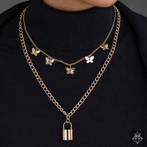 PRAO Juego de collares de moda dorados antideslustre de 2 capas - Product Image 4