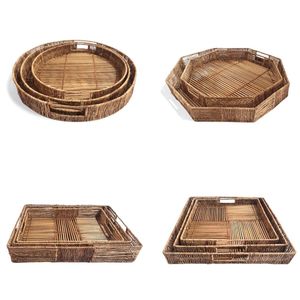 Organisateur de table de salon THE PARALLEL en bambou et jute, plateau de rangement et d'organisation - Product Image 6