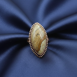 Anillo de Plata de Ley 925 con Incrustaciones de Jaspe, Hecho a Mano, Forma Marquesa, Marco con Cuentas, Joyería Boho, Chapado en Oro Rosa y Oro Amarillo - Product Image 6