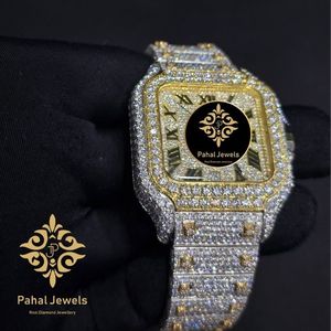 Montre mécanique moderne en acier inoxydable de haute qualité avec incrustation de diamants, cadran carré, bracelet doré, bijoux de luxe, cadeau - Product Image 3