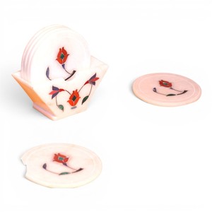 ชุดจานรองแก้วหินอ่อนทำมือ จานรองแก้วตกแต่งสำหรับวางบนโต๊ะ พร้อมที่วาง - Product Image 2