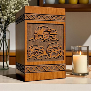 Handmade Rosewood Jeep Urn: Off-Road Mountain Design, Memorial urn Memorial Keepsake by AYAANS - Product Image 2