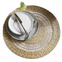 Sous-plats isolants modernes en jonc de mer tressé faits à la main, résistants à l'huile, pour table à manger, mariage, fête, banquet, maison