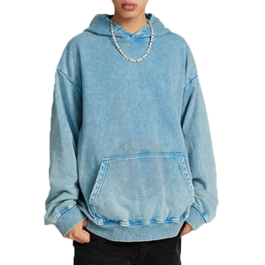 Sweat-shirt à capuche en molleton de coton coupe décontractée pour homme, effet délavé, avec poche kangourou, pour un style tendance au quotidien - Product Image 5