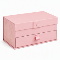 Boîte à bijoux rose fleur de cerisier avec couvercle magnétique et compartiments en velours, emballage en papier, vente en gros OEM