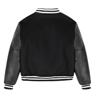 Veste varsity noire pour homme Avirex sur mesure OEM ODM avec manches en cuir et logo brodé sur le devant