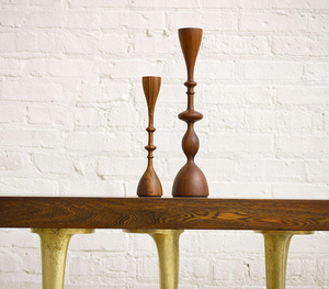 Candelero Moderno Delgado de Madera, Elegante y Abstracto, Hecho a Mano, Pulido, Ecológico, para Repisa o Mesa, MULTI - Product Image 1