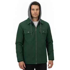 HIGHLAND EQUIPMENT CO. Veste de travail en toile verte pour homme avec capuche et fermeture éclair - Product Image 2