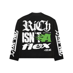 Camiseta de manga larga de punto 100% algodón con estampado gráfico de estética oscura para hombre, estilo urbano moderno con estampado digital. - Product Image 5
