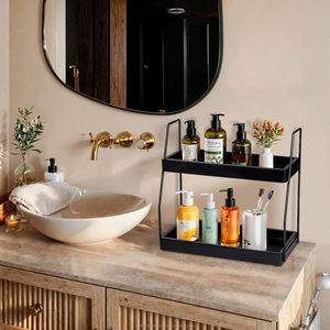 Bathroom 3-Tier Countertop Vanity Stand Tiered <b>Shelf</b> Organizer Eco-Friendly Space-Saving Multi-Function Acacia Wood Jewelry - Product Image 4