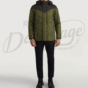 Chaqueta Acolchada de Dos Tonos Verde Oliva y Negra para Hombre, con Capucha, Parka Acolchada de Invierno, Ropa Exterior Informal, Cálida y Resistente al Viento - Product Image 4