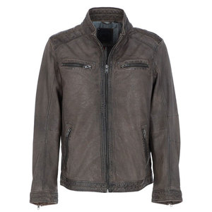 Chaqueta de Motocicleta para Mujer, de Cuero Genuino y Gamuza Vacuna, Transpirable, con Cuello Alto, Manga Larga, Cierre de Cremallera, Resistente al Viento, Color Marrón Sólido - Product Image 1