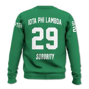 Sudadera Universitaria Personalizada Iota Phi Lambda, Verde Esmeralda y Blanco, con el Escudo de la Hermandad Griega, Desde 1929, para Mujer - Product Image 6