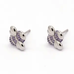 925 Sterling Silver Jewelry Cute Cubic Zirconia Stud Earrings Bee Earrings Silver Jewelry For Girls Small And Light Earrings