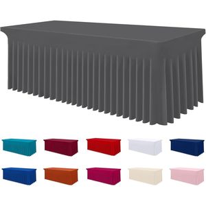 Smiry 6FT Rectangle Waterproof Washable Tablecloth Elastic Spandex Stretch Fitted Cover <b>Skirt</b> for <b>Tables</b> - Product Image 1