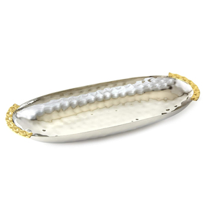 Finest Quality Metal Tray Marvelous Table Decorative Food Serving Tray And Platters With Gold Floral Design Handle In Low Price - Product Image 4