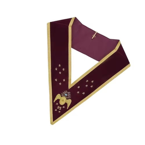 Custom Masonic Apron V-Neck Burgundy Gold Trim Embroidered Star Pattern <b>Sew</b>-On Badge Garment Accessory Classical Style - Product Image 6