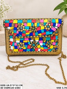 Handcrafted Designer Metal Mosaic Ladies <b>Clutch</b> <b>Bag</b> | Handmade Evening Multicolor Ladies Mosaic <b>Clutch</b> <b>Bag</b> - Product Image 1
