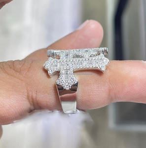 Anillo Cruzado con Incrustaciones de Diamantes Moissanite en Plata de Ley 925, Estilo Hip Hop, para Compromiso, Boda o Aniversario - Product Image 3