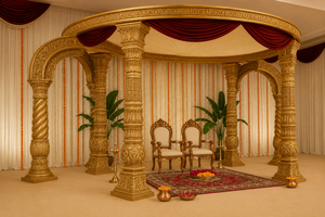 South Indian Wedding Mandap for Muhurtham Decor Majestic Tamil Wedding Mandaps Affordable South Wedding Round Kalyanam Mandapam - Product Image 4